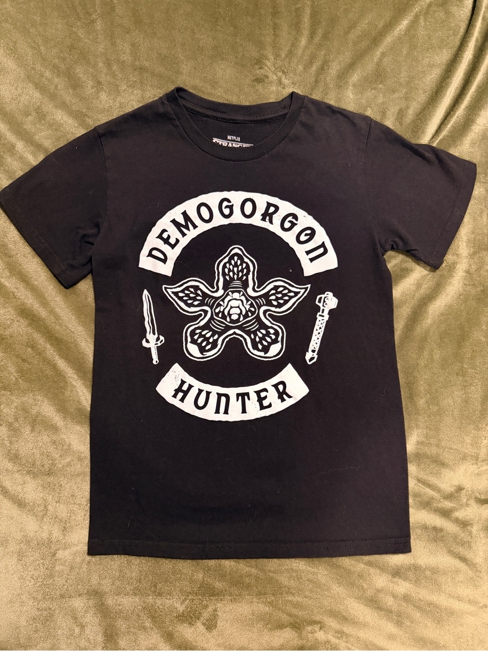 Black Demogorgon Hunter Graphic Tee Casual Short Sleeve